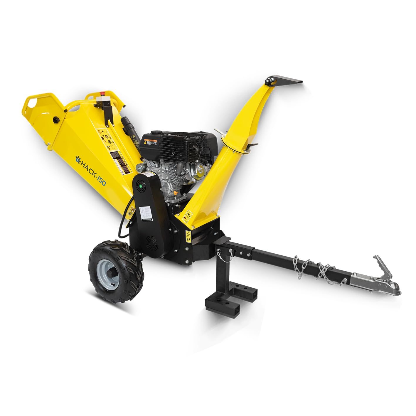 BAMATO Holzhäcksler HACK-150 Gartenhäcksler Benzin Schredder 120mm | Kraftvoller 9 kW Benzin Motor | Max. 120mm Aststärke | Inkl. Abdeckplane, Zubehör & 2000 min-1
