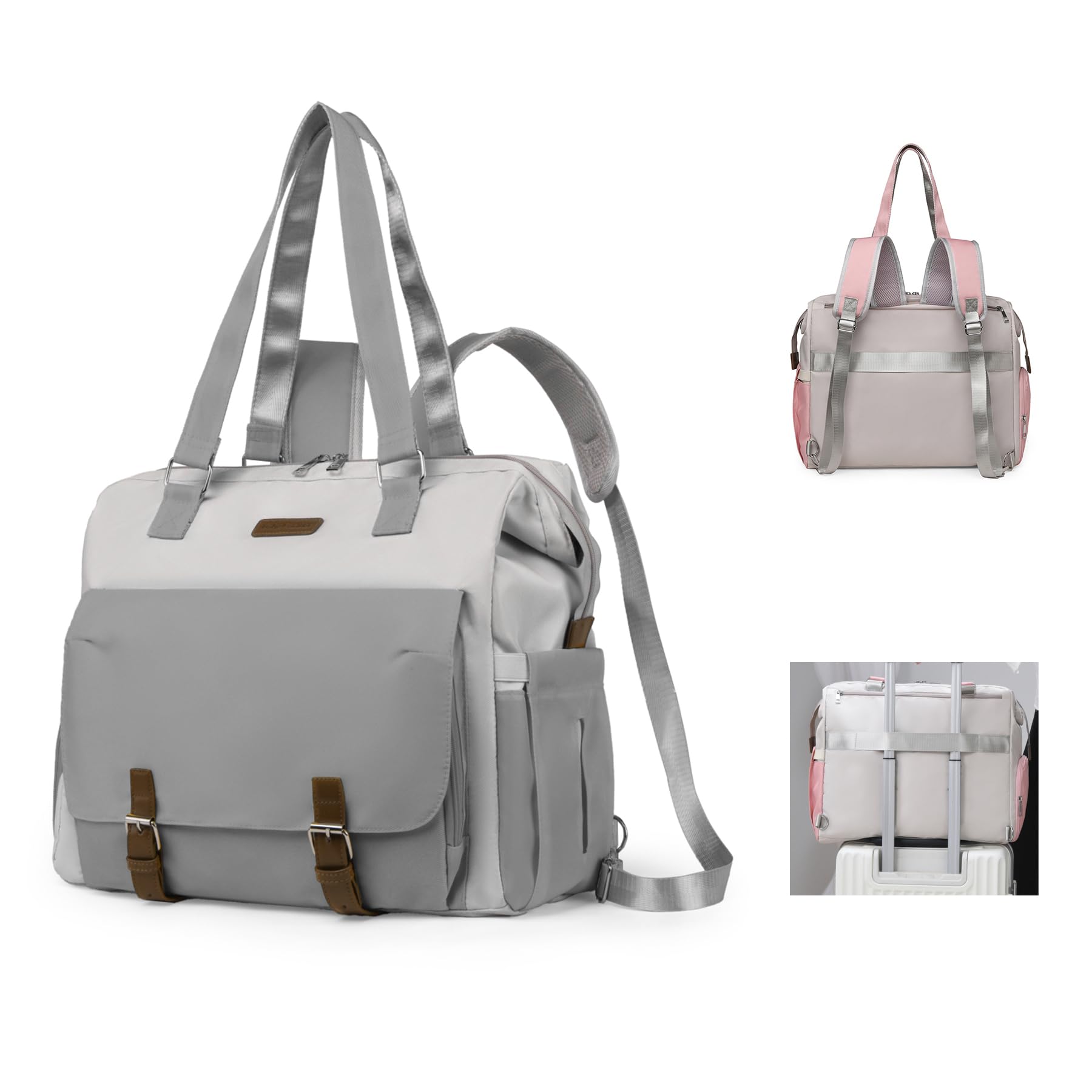 Borsa Fasciatoio con per Fasciatoio,Borsa a Tracolla Multifunzione Impermeabile Pannolini da Viaggio per Mamma e Papà,Tracolla Regolabile Zaino Cambio(T3039-Gray)