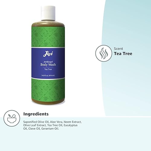 Miniatura 6 de Jivi Gel de baño antifúngico, trata el pie de atleta, hongos en las uñas de los pies, tiña, picor fornido y más, árbol de té, 12 onzas líquidas,