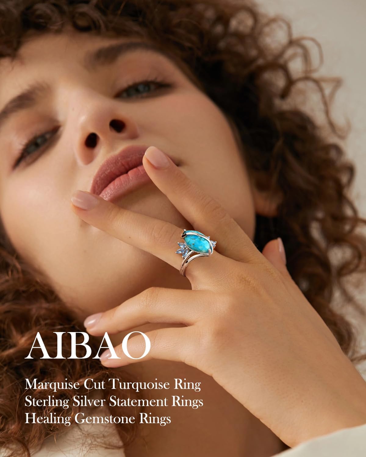 AIBAO Marquise Turquoise/Malachite Engagement Ring for Women Sterling Silver 4-7 Carat Natural Gemstone Cocktail Rings Western Jewelry Size 6 to10