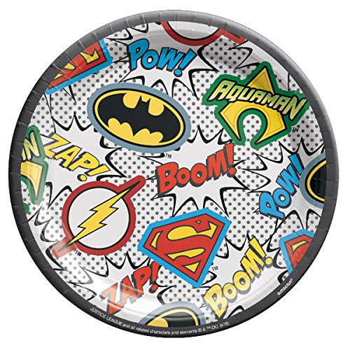 amscanamscan Justice League Heroes Unite Design Round Paper Plates-8pc