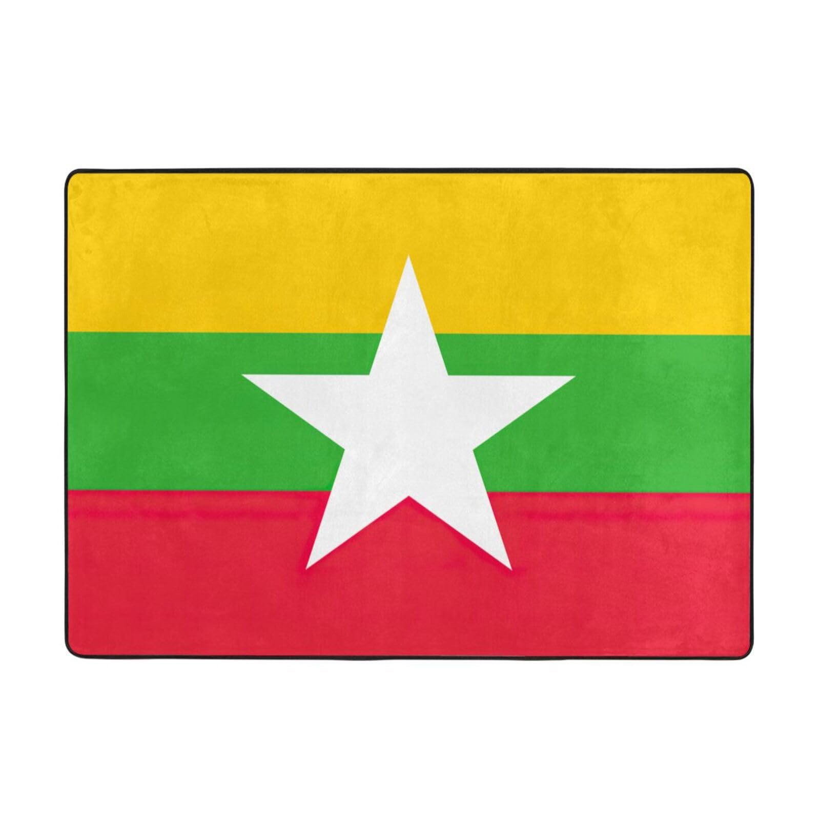 Tapis de luxe drapeau du Myanmar aux finitions soignées et douces