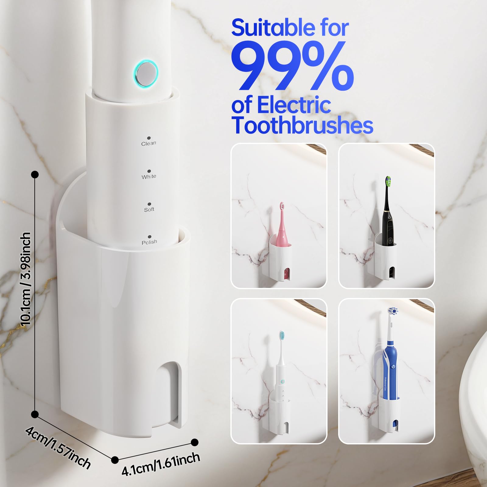 Accessoire Salle De Bain Support Brosse à Dents Mural Sans Percage | Acier Inoxydable | Pour Brosse Électrique Porte Brosse à Dents Electrique