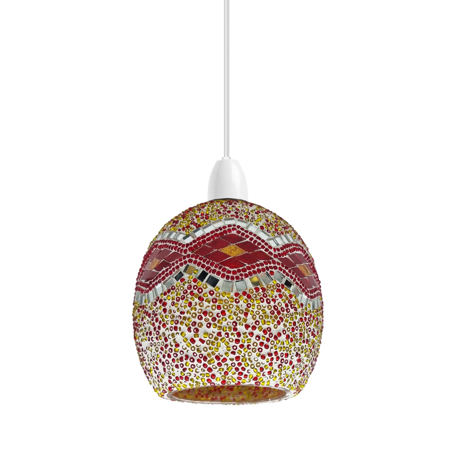 Tiffany Glass Shades,Stained Glass Lampshade, Pendant Lighting Easy Fit Shades, Elegant Ceiling Pendant Light Shade Mosaic Lamp Shade Multicolor Globe Pendant Light Shade (Style 4)