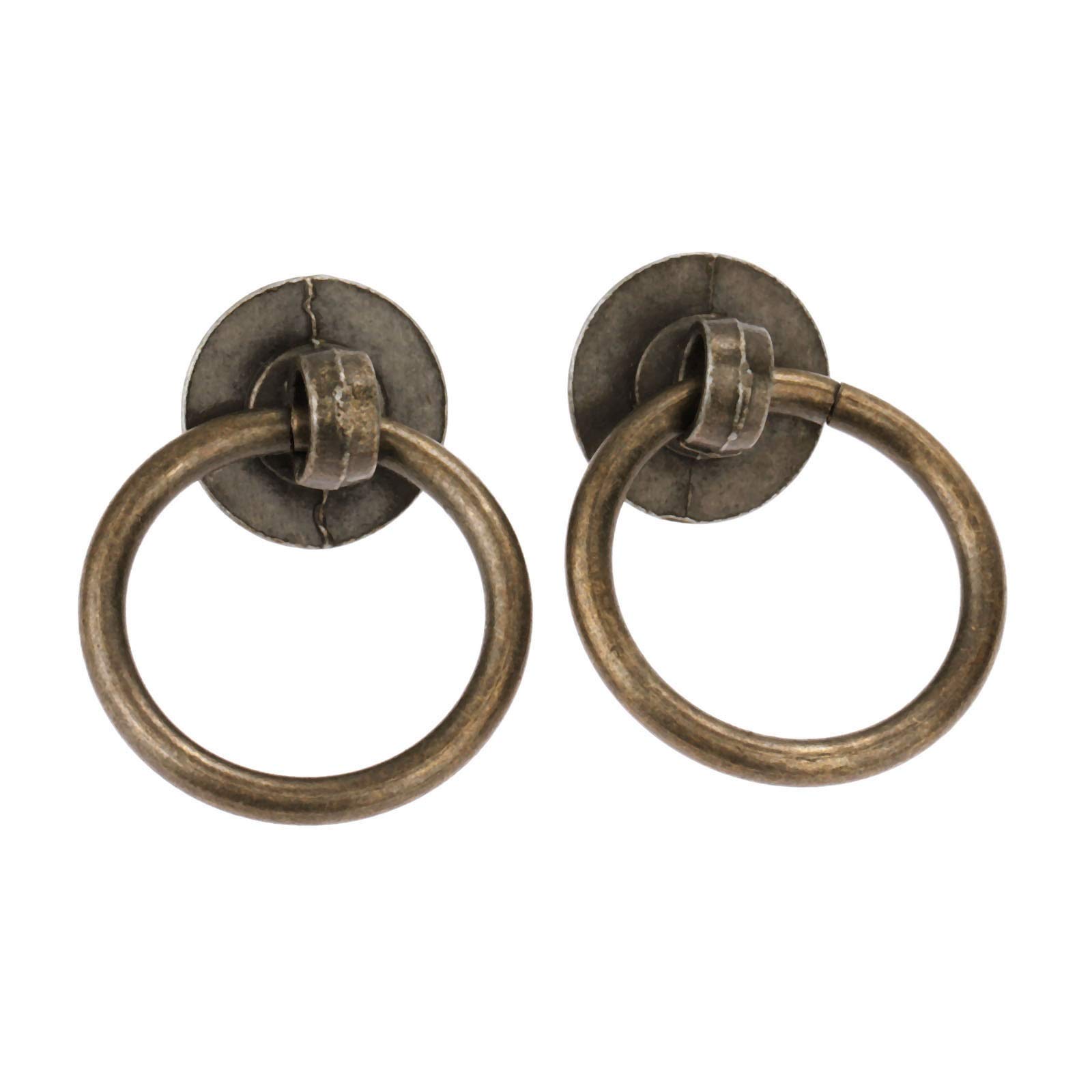YDHSIKK Drawer Handles, Zinc Alloy Drawer Ring Pulls Pack of 2 Antique Bronze 40x30mm