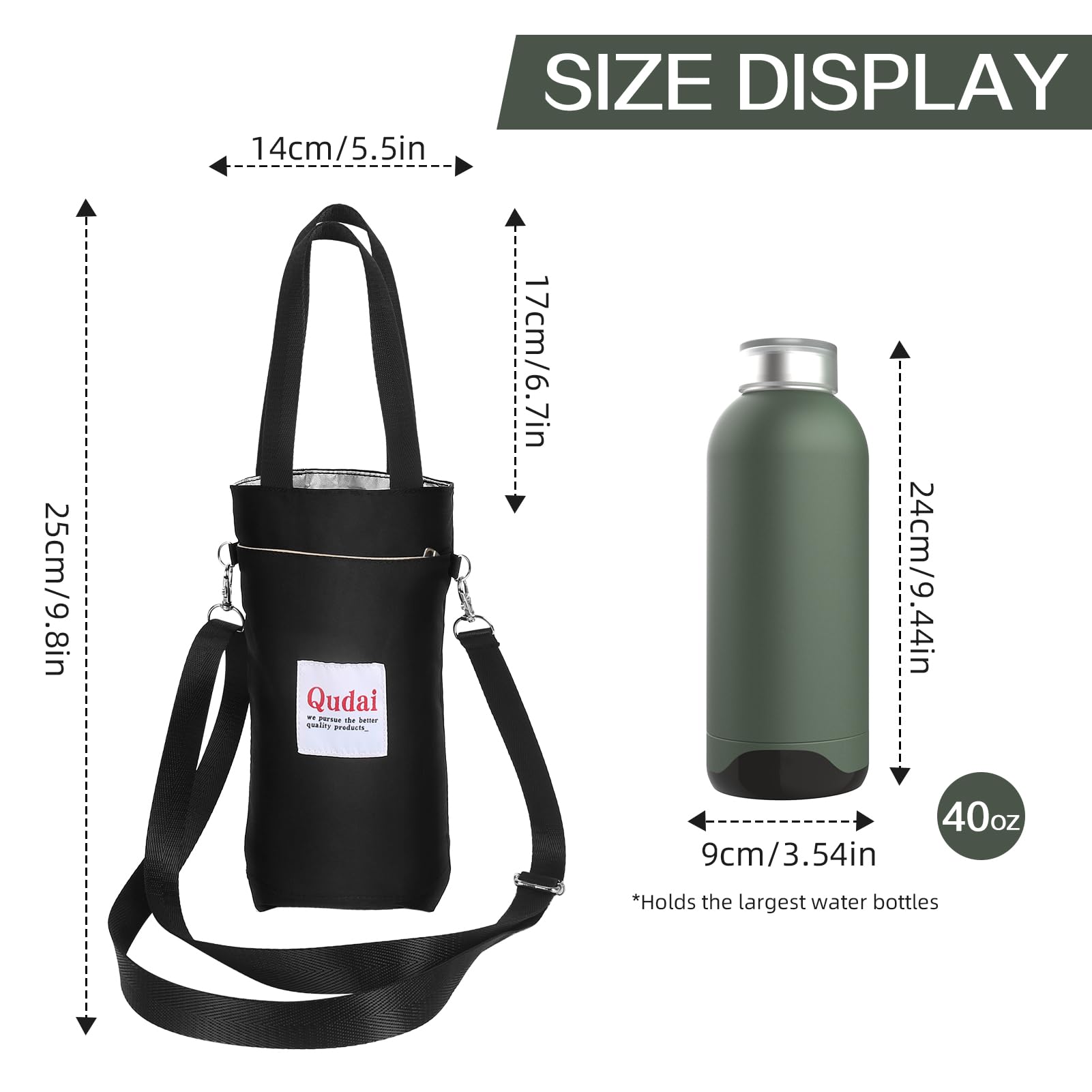 Soulitem Crossbody Water Bottle Bag, Portable Water Bottle Carrier Bag with Adjustable Shoulder Strap - Image 2