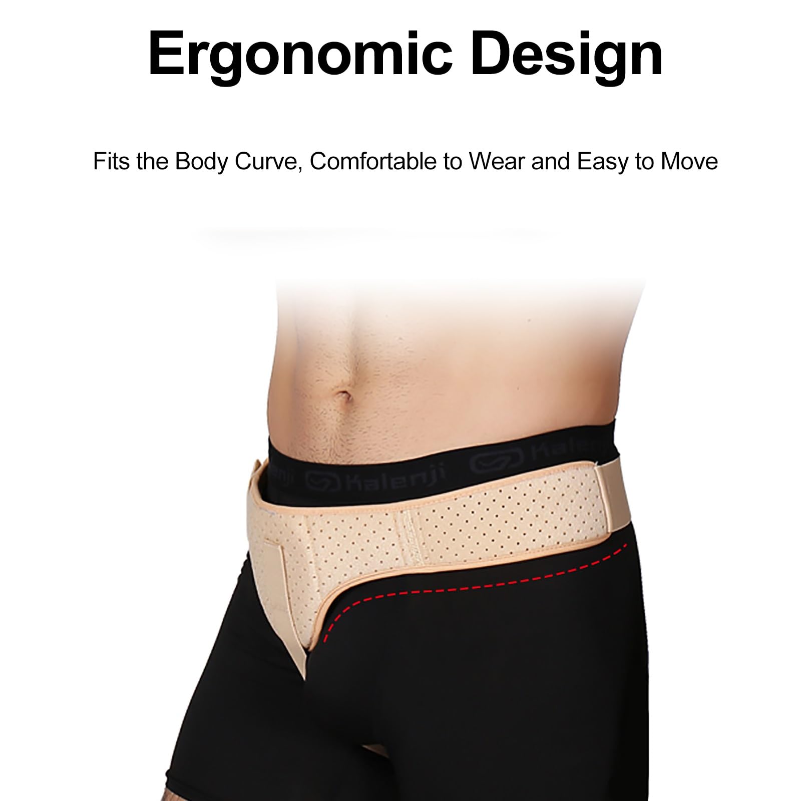 Cintura per Ernia Inguinale per Uomo e Donna, Cinto per Ernia Inguinale Regolabile Fascia con Cuscinetti di Compressione Rimovibili(Black,Medium)