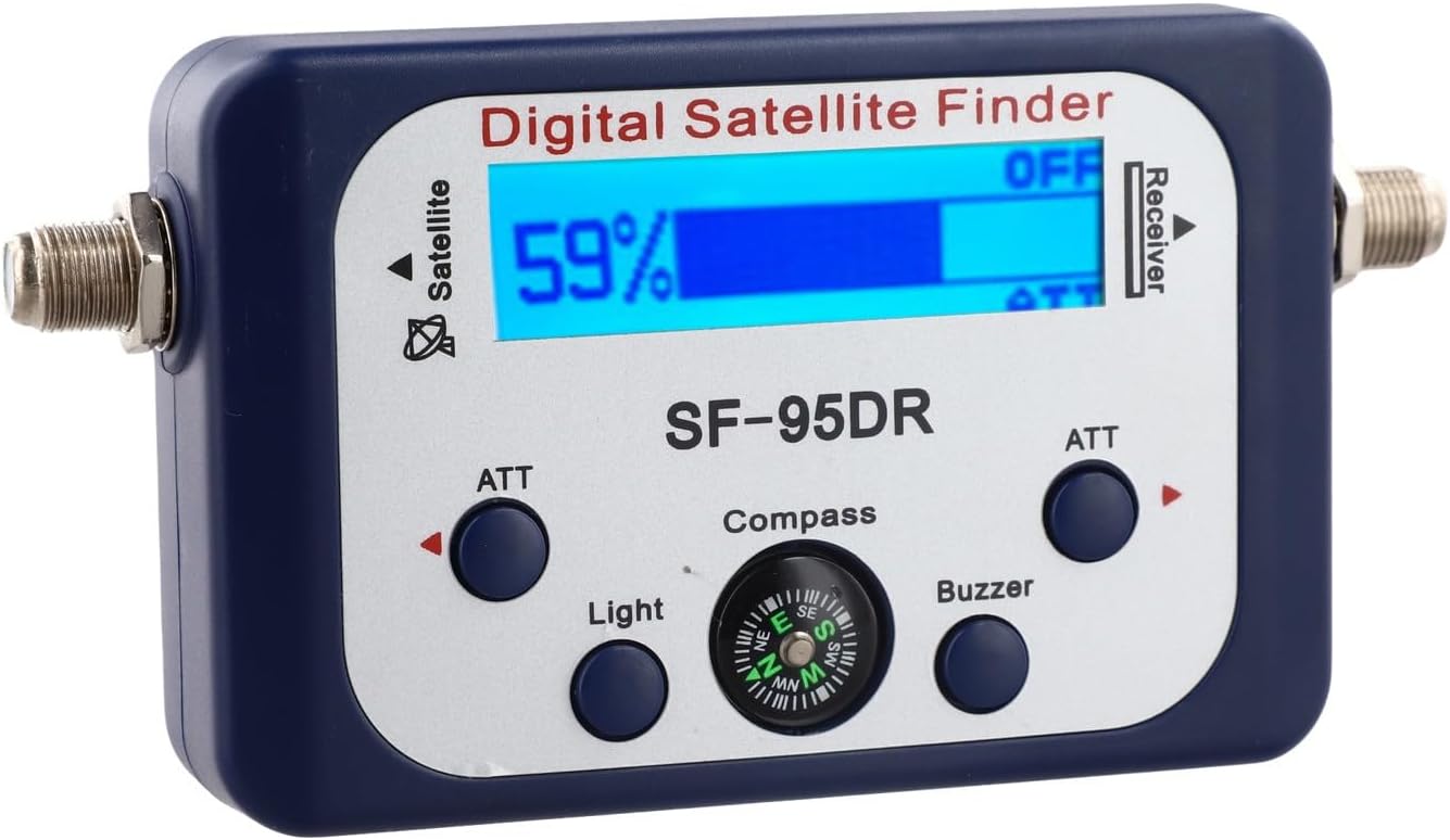 SF-95DR Digital for satellite Signal Finder with LCD Display, IF Signal Strength Meter, for compass & Blue Backlight – for C/Ku/Ka Band LNBs, Portable Pocket-Sized for satellite Dish Alignment Tool
