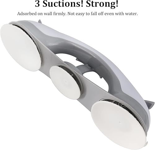 Miniatura 2 de (3 succiones, 2 piezas) Manijas de ducha Lenisc para personas mayores, barras de agarre de seguridad para baño, ventosas para azulejos, bañera de