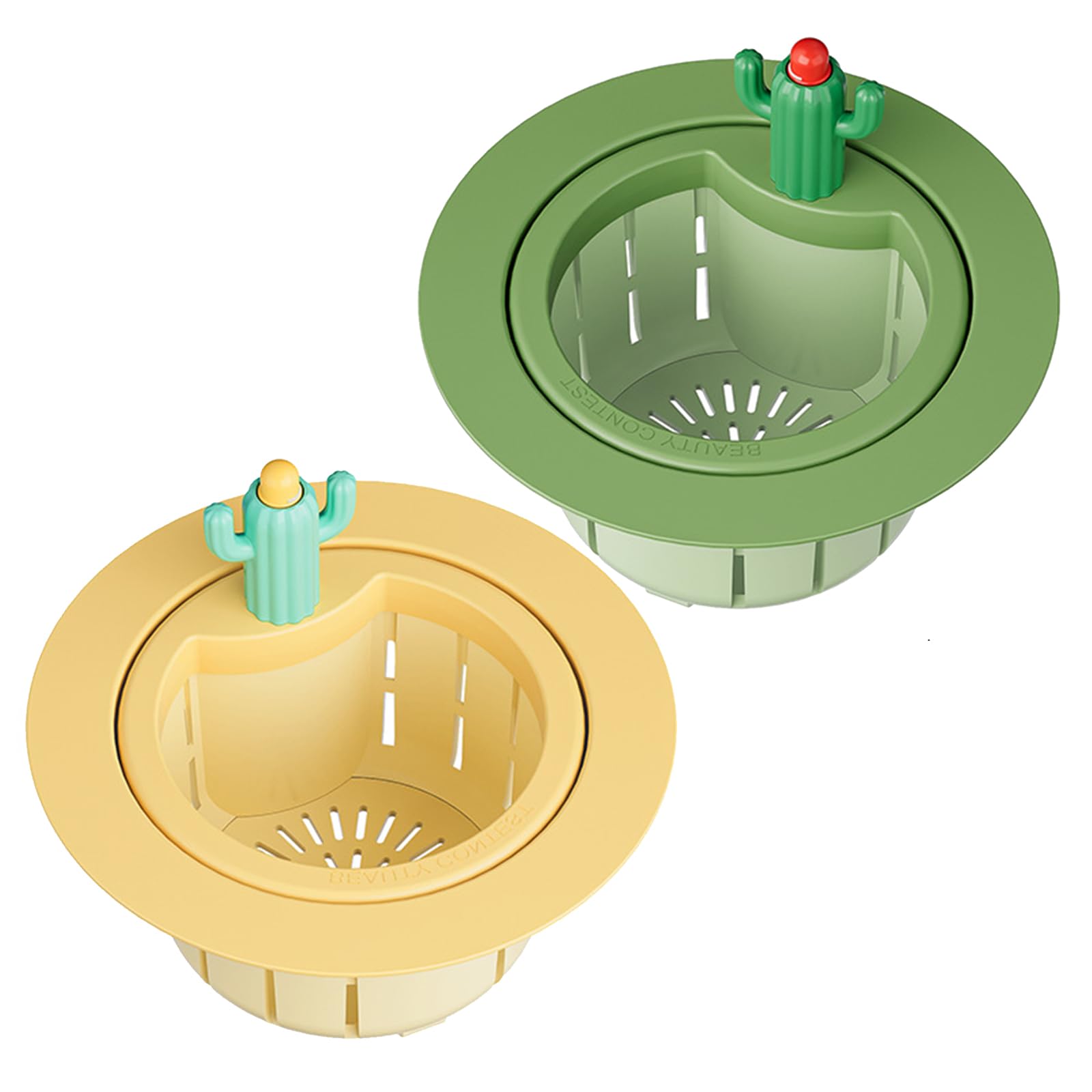 2Pcs Cactus Sink Strainer, Kitchen Draining Basket Food Waste Catcher, Press Release Filter Basket Sink Draining Filter