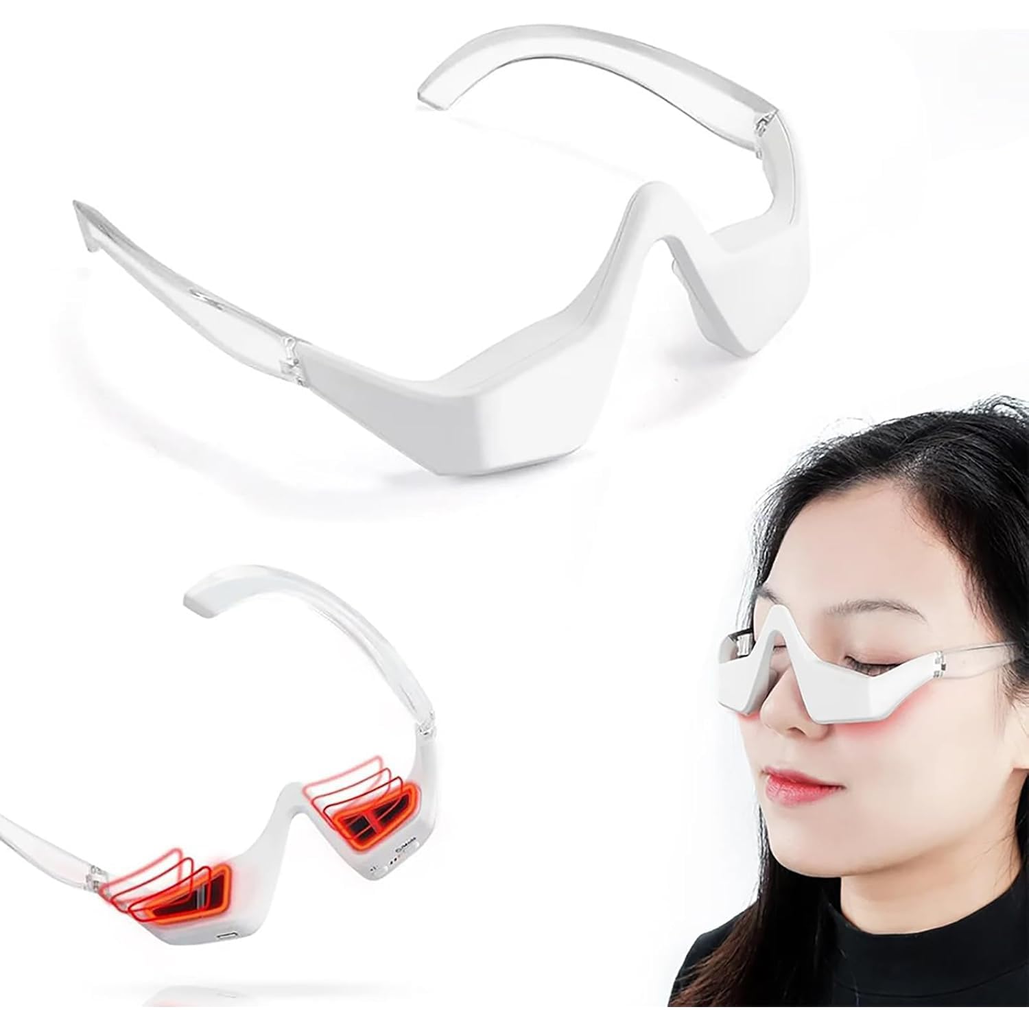 Eye Massager, Electric Eye Massager, 3D Eye Care Device with Vibration, Eye Massage Device with Heat 3 Strength Levels