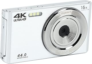 Asixxsix Câmera digital, zoom digital 16x 4K 44MP infantil à prova de choque tela LCD 2.8 câmera de vlogging recarregável para estudantes, câmera compacta, câmera infantil, presentes para adolescentes adultos (prata)
