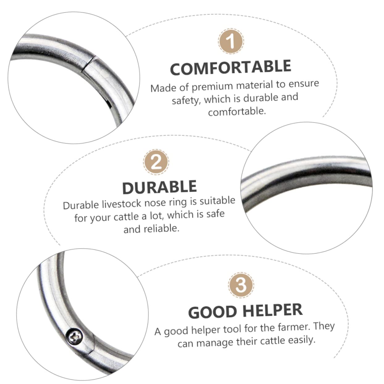 BESPORTBLE 1pc Bull Nose Ring Cow Traction Nose Circle Nose Ring for Cattle Livestock Traction Ring Calf Weaner Ring Piercing Tools Calf Nose Ring Medium Stainless Steel Instrument