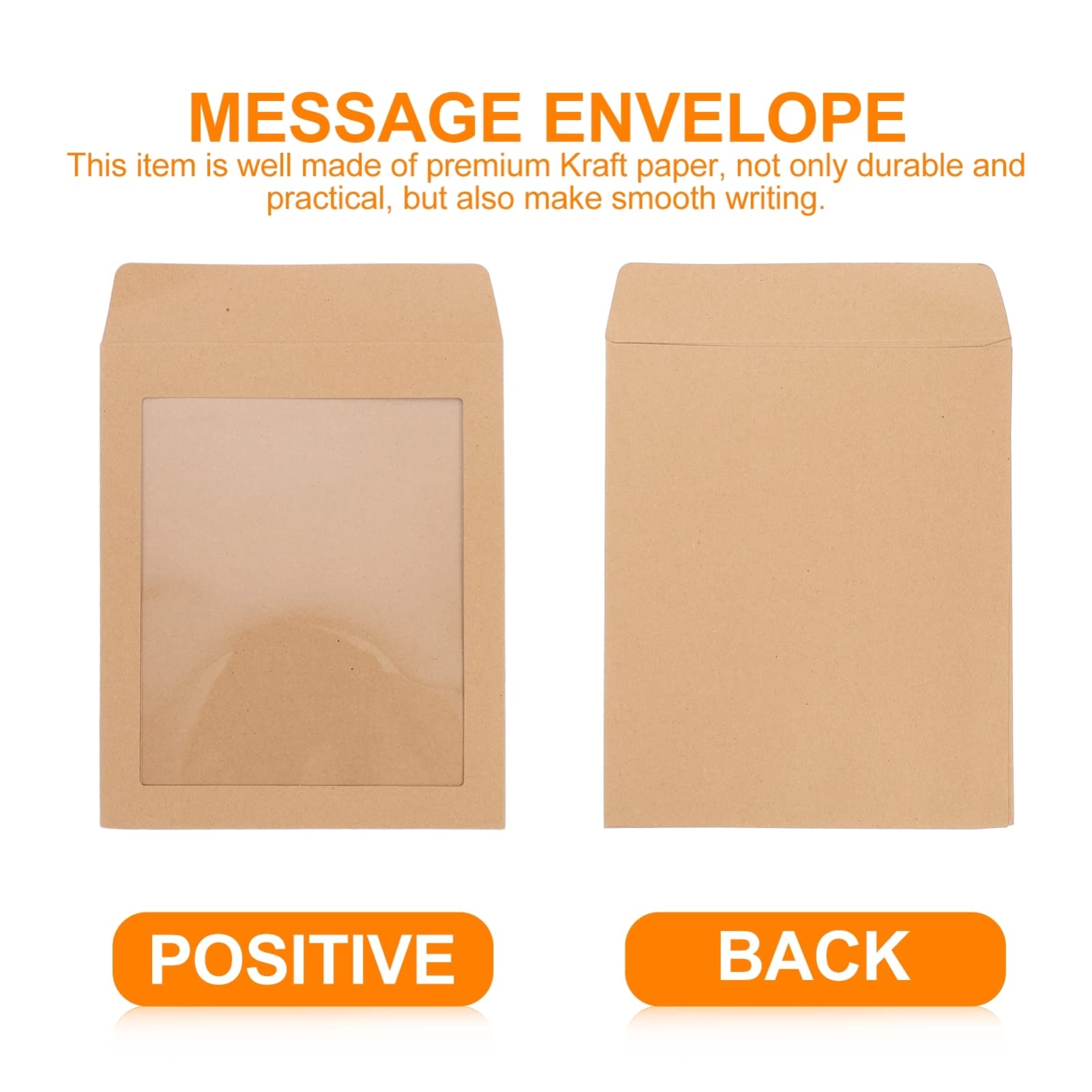 Lurrose 50 Pièces papier kraft transparent de rangement rangement enveloppes transparentes enveloppe de message d'enveloppe d'invitation sacs de documents d'expédition Khaki