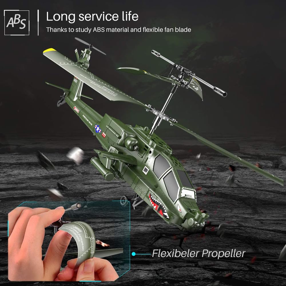 2.4GHZ Aereo telecomandato Apache Modello di Caccia Militare Simulazione Aereo Militare Elicottero Rc a 3,5 canali con giroscopio RTF per Principianti Aereo Elettrico per Interni