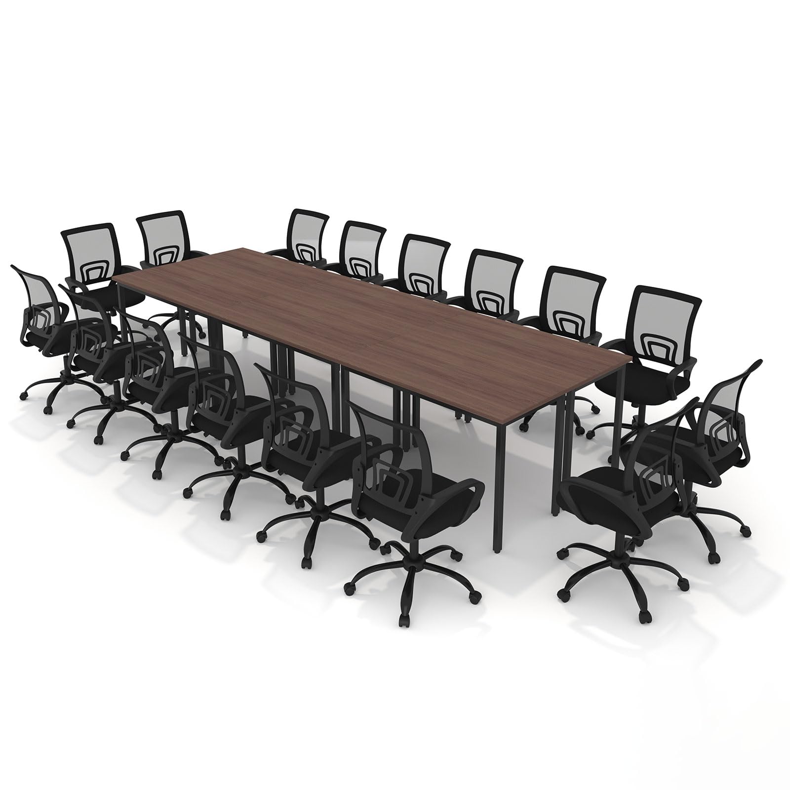 - Bonzy Home Conference Table Chairs Set 14FT, 165"x47.2"x29.5" Tables & 16pcs Chairs Set for Conference Room Meeting Room Office, Walnut