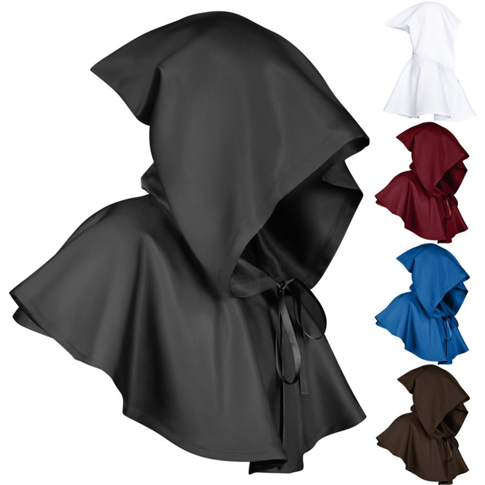 Arestory Unisex Medieval Hooded Cape Gothic Short Cloak Templar Knight Cloaks Mens Women Shoulder Shawl Steampunk Capelet Vintage Masquerade Capes with Hood Stage Outfit Halloween Cosplay Costume