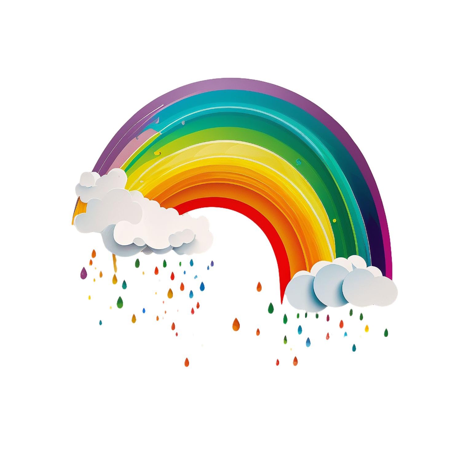 Rainbow Wall Sticker for Kids Room Decor, Bright Rainbow Clouds Sun Vinyl Wall Sticker for Study Room, 45 x 59 cm, Pack of 1-image-29