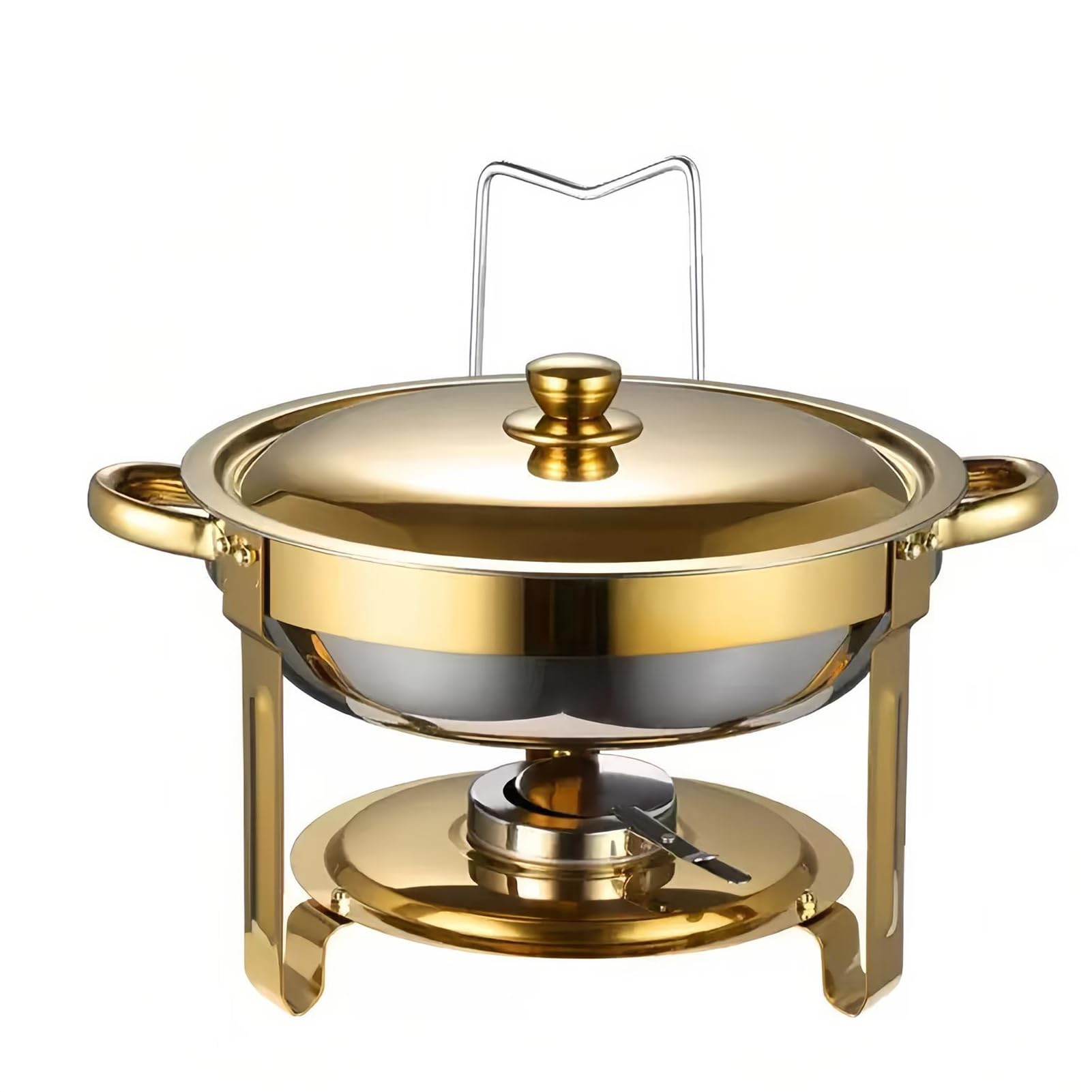 Juego de platos para bufé, calentador de alimentos redondo de 4,5 L con tapa, calentador de catering de acero inoxidable para fiestas, eventos, bodas, Navidad