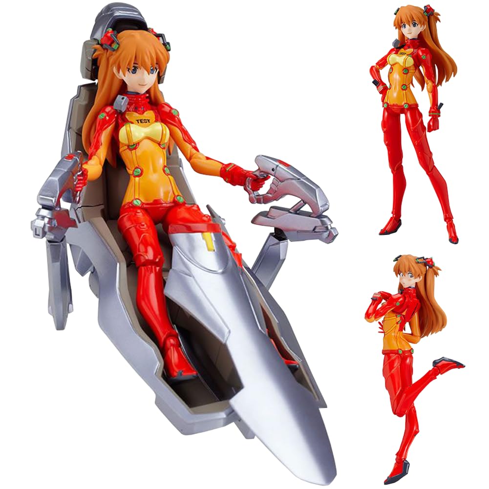 Xinchangda Asuka Langley Soryu Figure Movable Action Figures 14.5cm Interchangeable Accessories Anime Figurine Desktop Decoration Collections