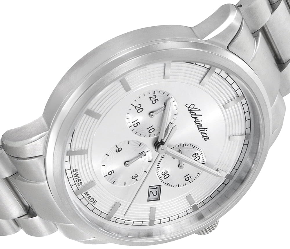 Adriatica Męski Zegarek A8307.5113CH z Bransoletą Stalową, Mechanizm Kwarcowy, Chronograf i Datownik