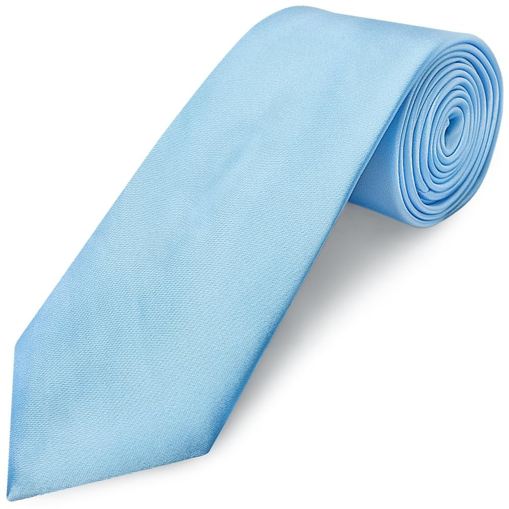 TIES R US Plain Sky Blue Satin Classic Men's Tie
