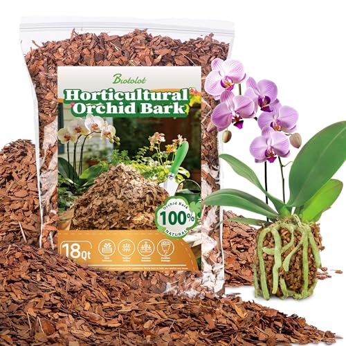 Corteza de orquídea de 18 cuartos de galón, grado hortícola, mantillo natural para plantas en maceta, desarrollo de raíces de plantas de orquídeas y mezcla de enmienda de suelo de jardín