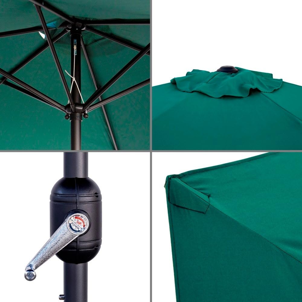 LOLAhome Parasol de Ø270 cm, mástil Ø38mm de aluminio, con Antiviento y Manivela, Elegante y Duradero, tratamiento Anti-corrosión, Para Exterior, Jardín, Terraza - Parasol 270 cm