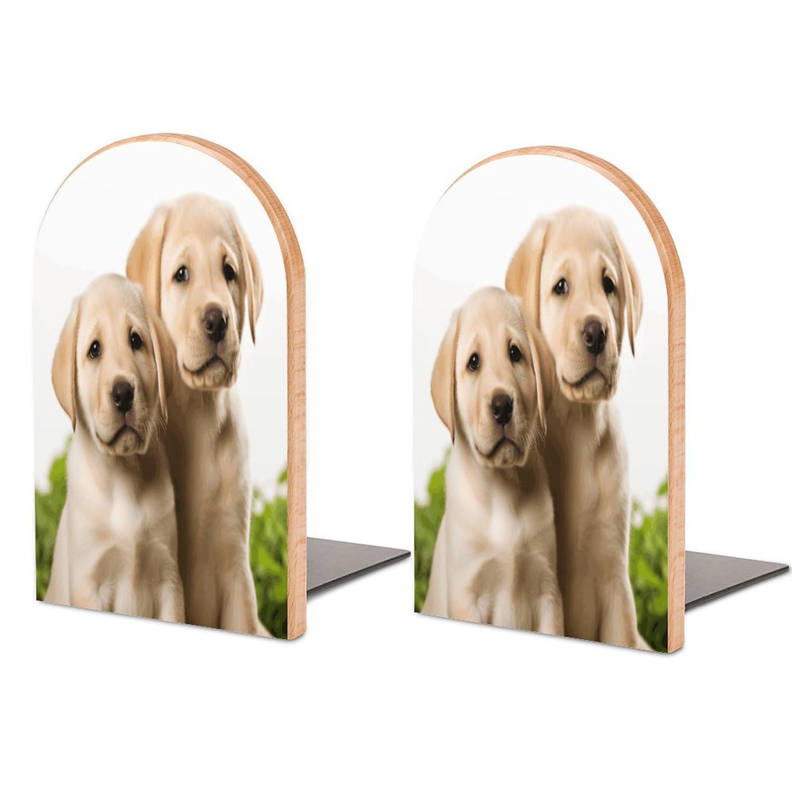 Funny Labrador Puppy Dog Bookends Modern Bookends for Shelves Fashion Heavy Duty Book Stopper Sturdy Non-Skid Metal Base Wood Book Ends for Library Home Office 1 Pair