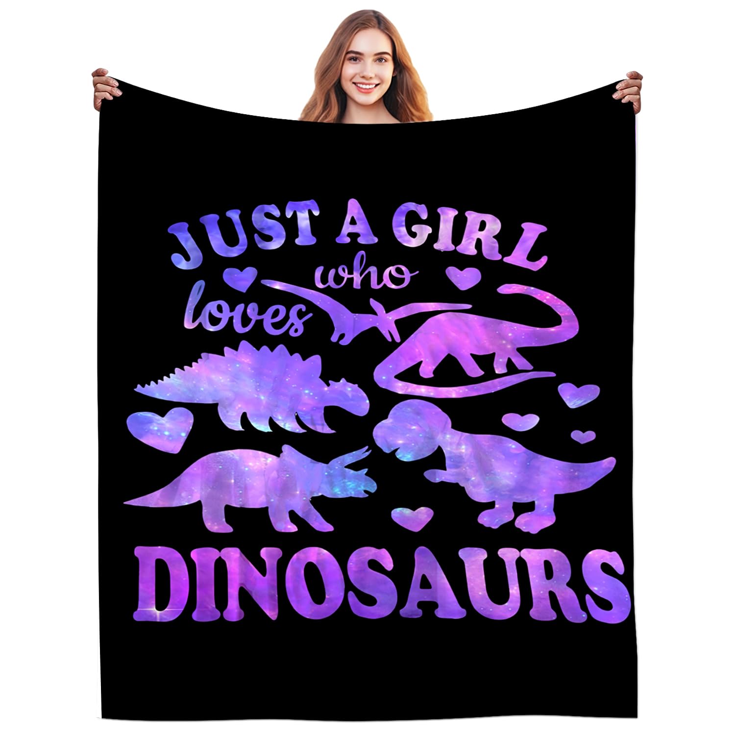 DikoGoGo Cute Dinosaur Blanket Gifts for Girls Kids Just A Girl Who Loves Dinosaurs Throw Blanket Stuff Plush Animal Cozy Bedding Dinosaur Gifts for Boys Girls Kids Women Adults Animal Lovers 60"X50"