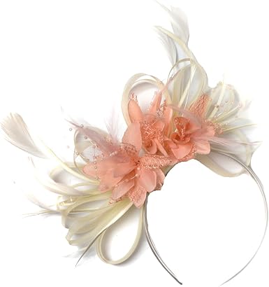 Cream and Peach Salmon Pink Fascinator 