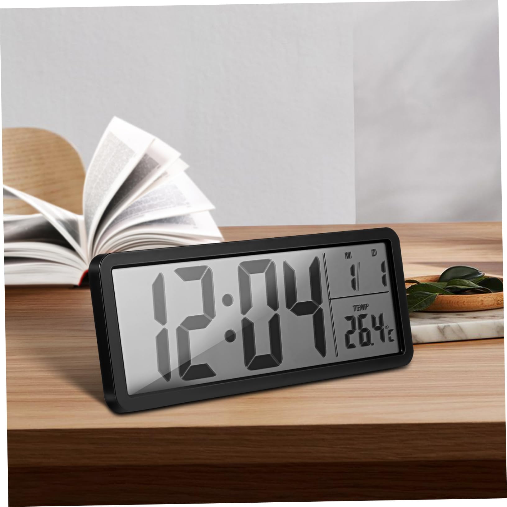 UKCOCO Reloj de Pared Digital Moderno con Pantalla LED Indicador de Fecha y Temperatura Sensor Integrado para Control Montaje Pared para Dormitorio Salón y Oficina