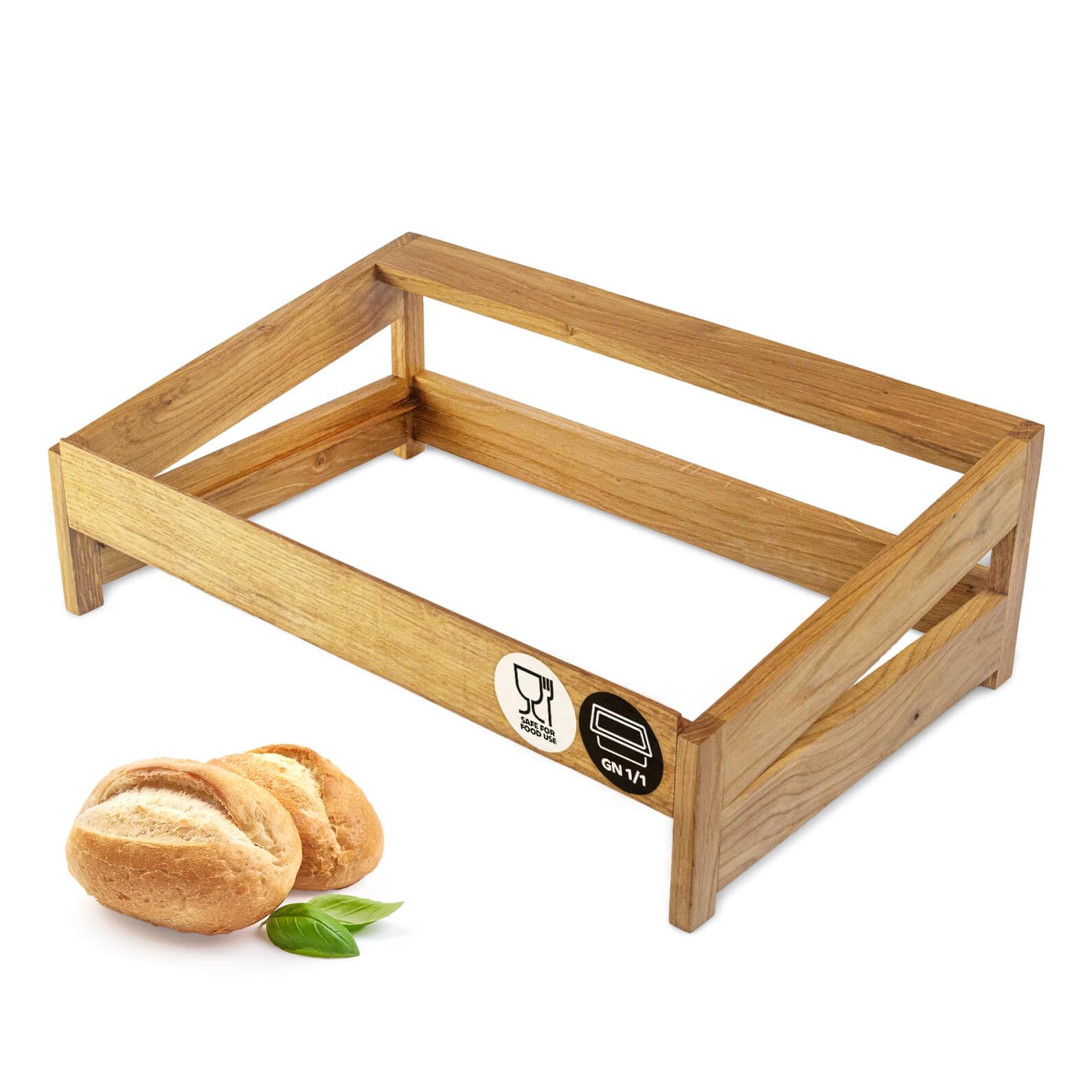 Elegancki stojak prezentacyjny do chleba | 530 x 325 - GN 1/1 | Chlebak do bułek, Pojemnik do pieczywa, Ekspozytor do pieczywa, Prezenter do wyrobów piekarniczych - podstawa, skrzynka