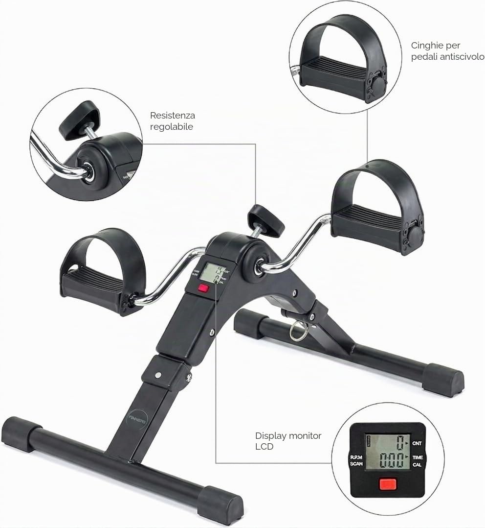 Pedale Statici per Esercizio, Mini Bicicletta Pieghevole, Pedaliera Statica, Apparecchio per Esercizio a Casa, Pedali per Persone Anziane, Pedaliera per Anziani, Pedalier