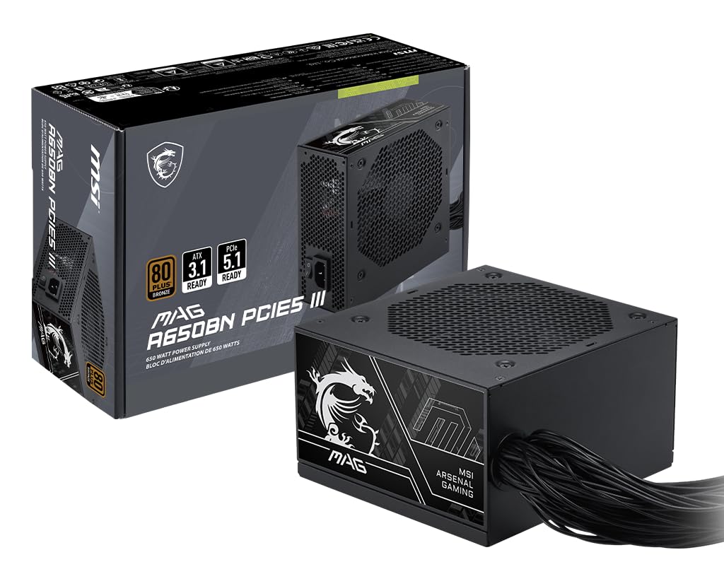 Amazon.com: MSI MAG A650BN PCIE5 III, Non Modular Gaming 650W