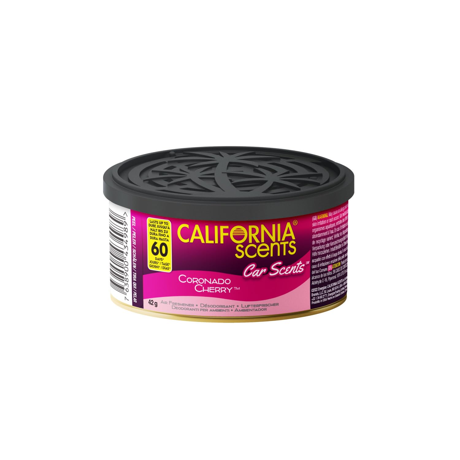 California Scents, Car Air Fresheners Can, Coronado Cherry Scent, Pack of 4, Strong Adjustable Long-Lasting Fragrance, Eliminates Odour