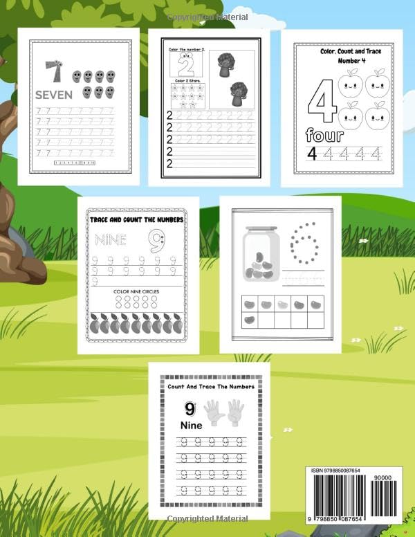 10 Different Worksheets (1-10 Number Tracing For Kids): for Kids Preschoolers Toddlers and Kindergarteners - Image 2