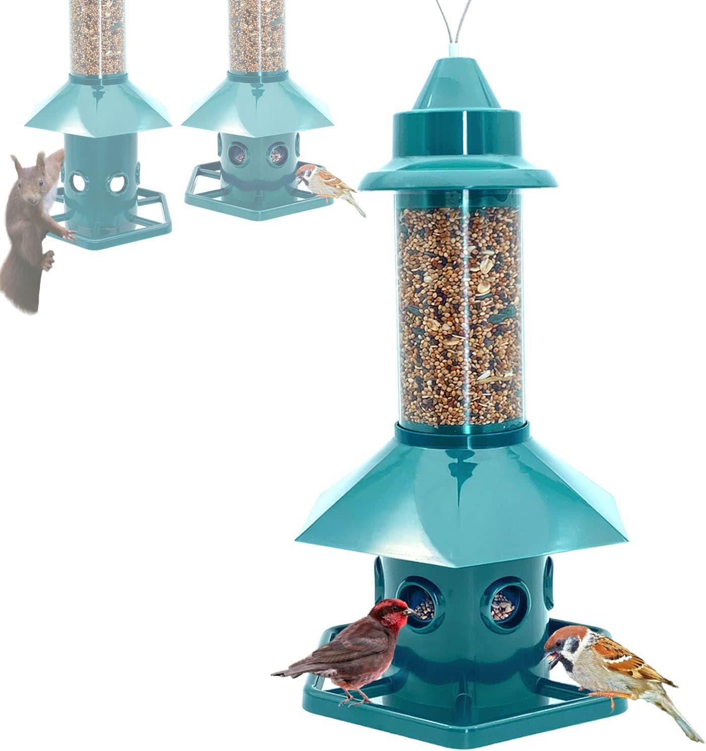 Squirrel Proof Bird Feeder for Outdoors Hanging, Gravity Protection Squirrel Proof Wild Bird Feeders for Outside : Patio, Lawn & Garden