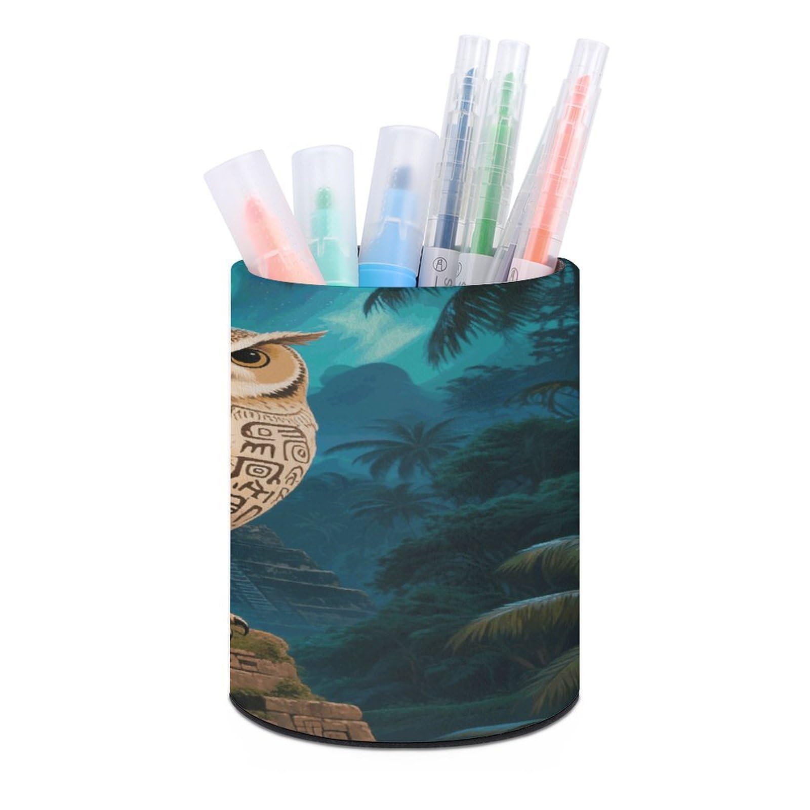 VstaDank Maya Owl Pen Holder for Desk Makeup Brush Holders Stylish Pen Cup Cute Pencil Cup Round Pencil Holder Decor Brush Scissor Holders for Multifunctional Office Supplies