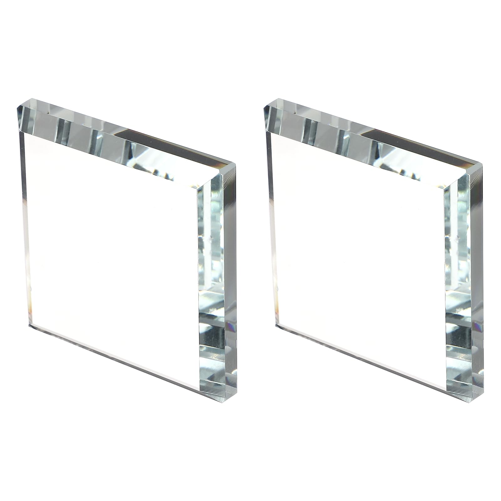 PATIKIL 2 Pcs Clear Glass Paperweight, 2.36 x 2.36 x 0.39 Inch Clear Paperweight Decorative for Home Decoration Reading Photography Daily Office Gifts, Clear(Square)