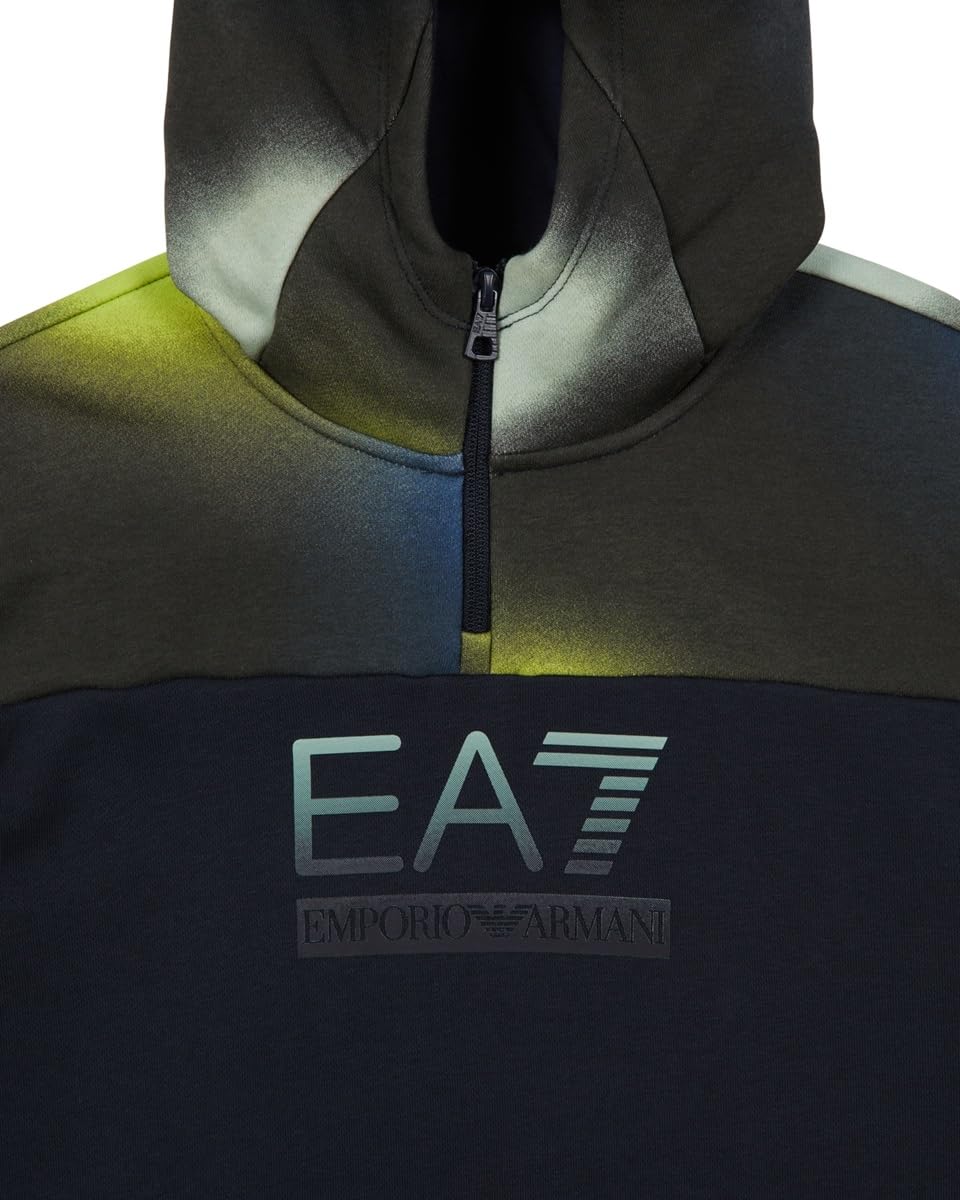 Emporio Armani EA7 Felpa da Bambini e Ragazzi con Cappuccio Visibility Boy in Misto Cotone Felpato- 7B000180