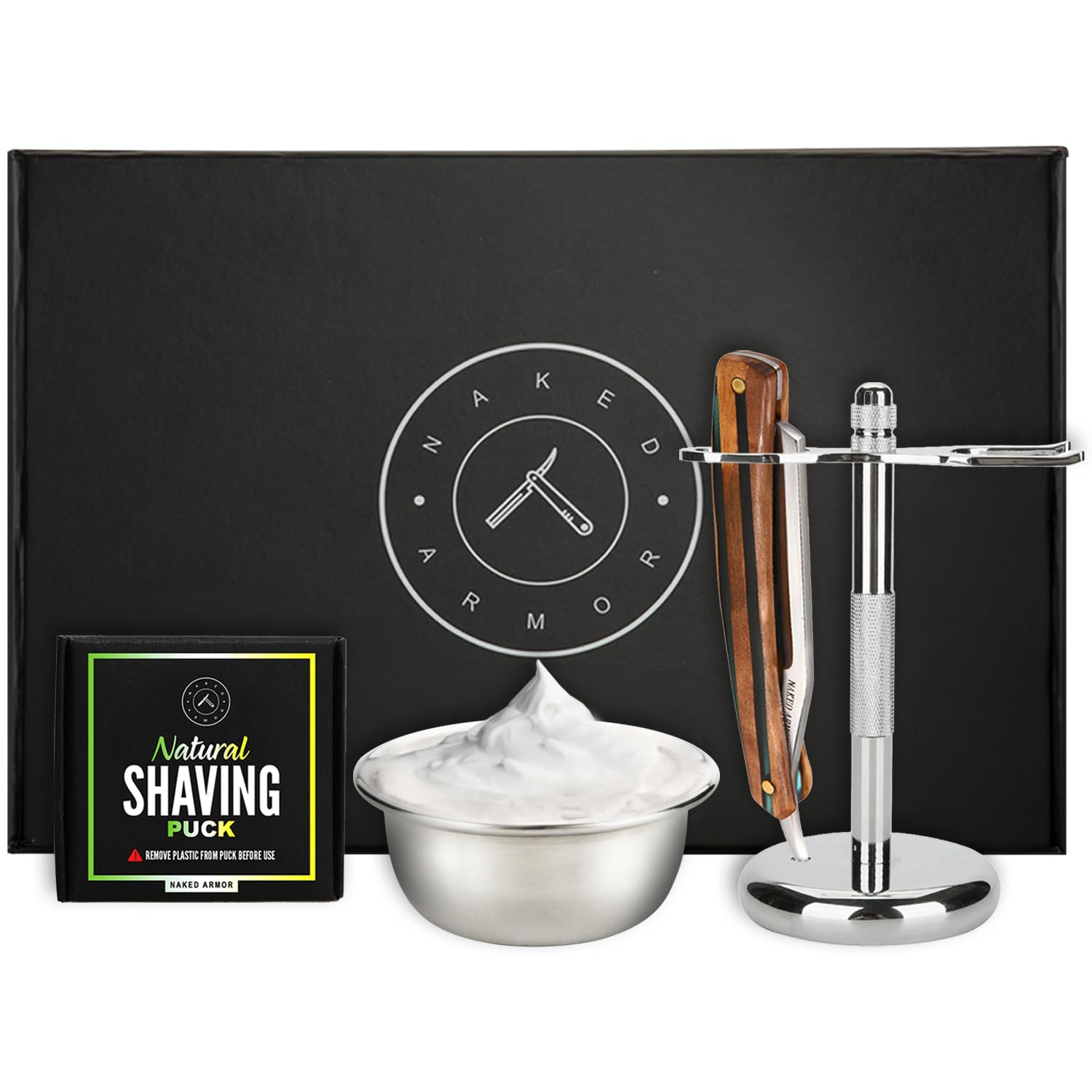 Naked Armor Lac Straight Razor Kit, Men's Japanese Steel Shaving Set Fits Straight Razor