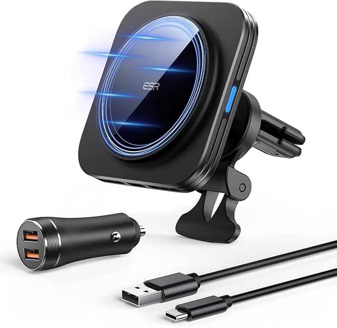 ESR for MagSafe Car Mount Charger[15W Fast Charge] with 36W QC 3.0 Dual