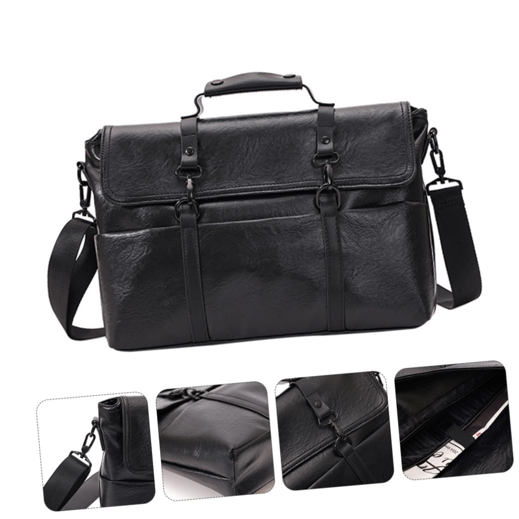 Uonlytech Maletín de Negocios para Hombre Negro, Bolso Bandolera Portátil de Gran Capacidad, Liviano y Resistente la Deformación para Oficina y Trabajo