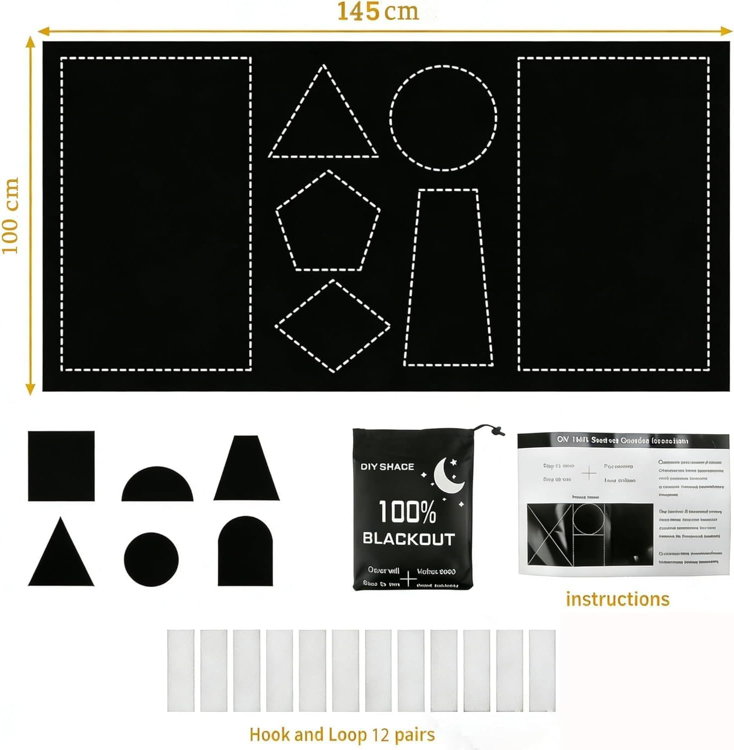 Roleta zaciemniająca bez wiercenia, roleta zaciemniająca, 100% materiał zaciemniający, 100 x 145 cm, przenośne termiczne zasłony zaciemniające do sypialni, pokoju dziecięcego, strychu, biura