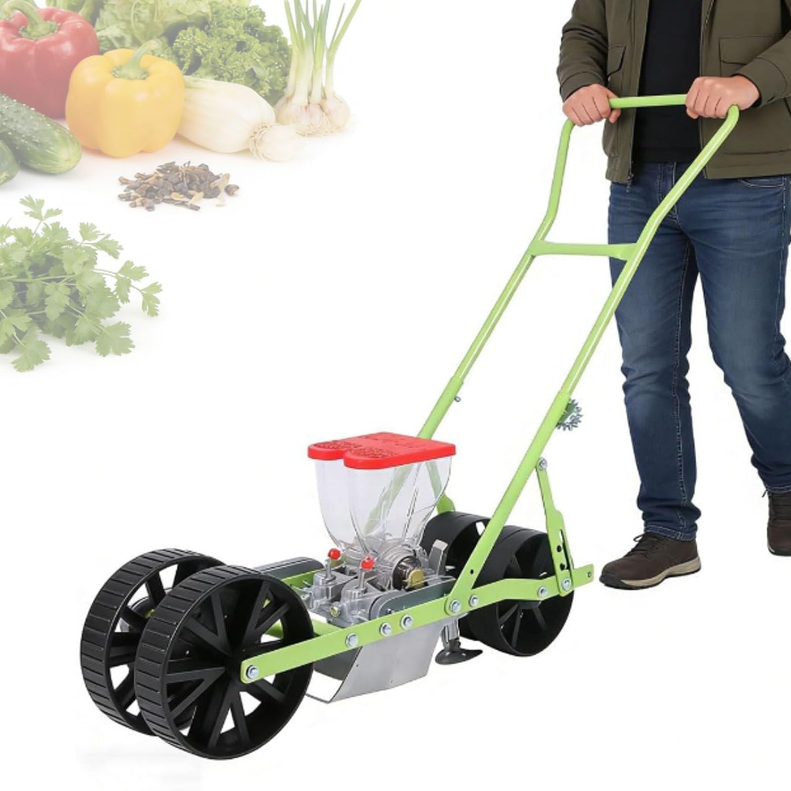 Jardinière manuelle de semences pour potager, outil de plantation de précision pour petites graines, semoir à 2 rangées pour un jardinage extérieur efficace