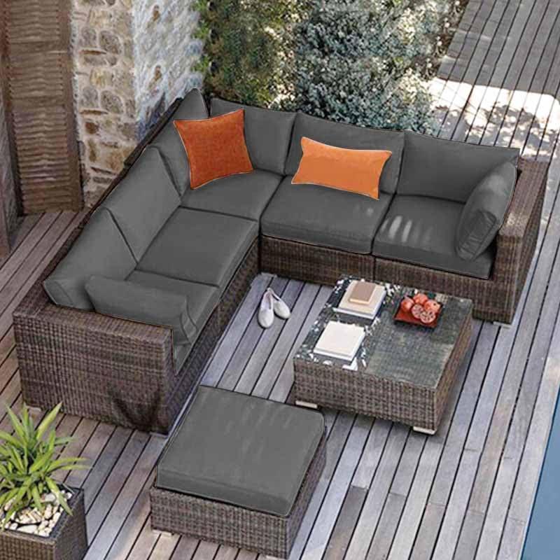 HLTQL Waterproof Patio Cushion Covers Replacement Outdoor Cushion Slipcovers For L Sofa/Corner Couch, Garden Rattan Cushion Covers With Zipper(A7,60 * 60 * 10CM)
