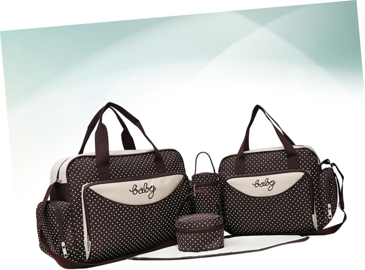 Veemoon Multi-function Large Capacity Mummy Bag Set Chic Tote for Moms Stylish Handbag with Durable Handles for Daily Use Travel School and More Coffee