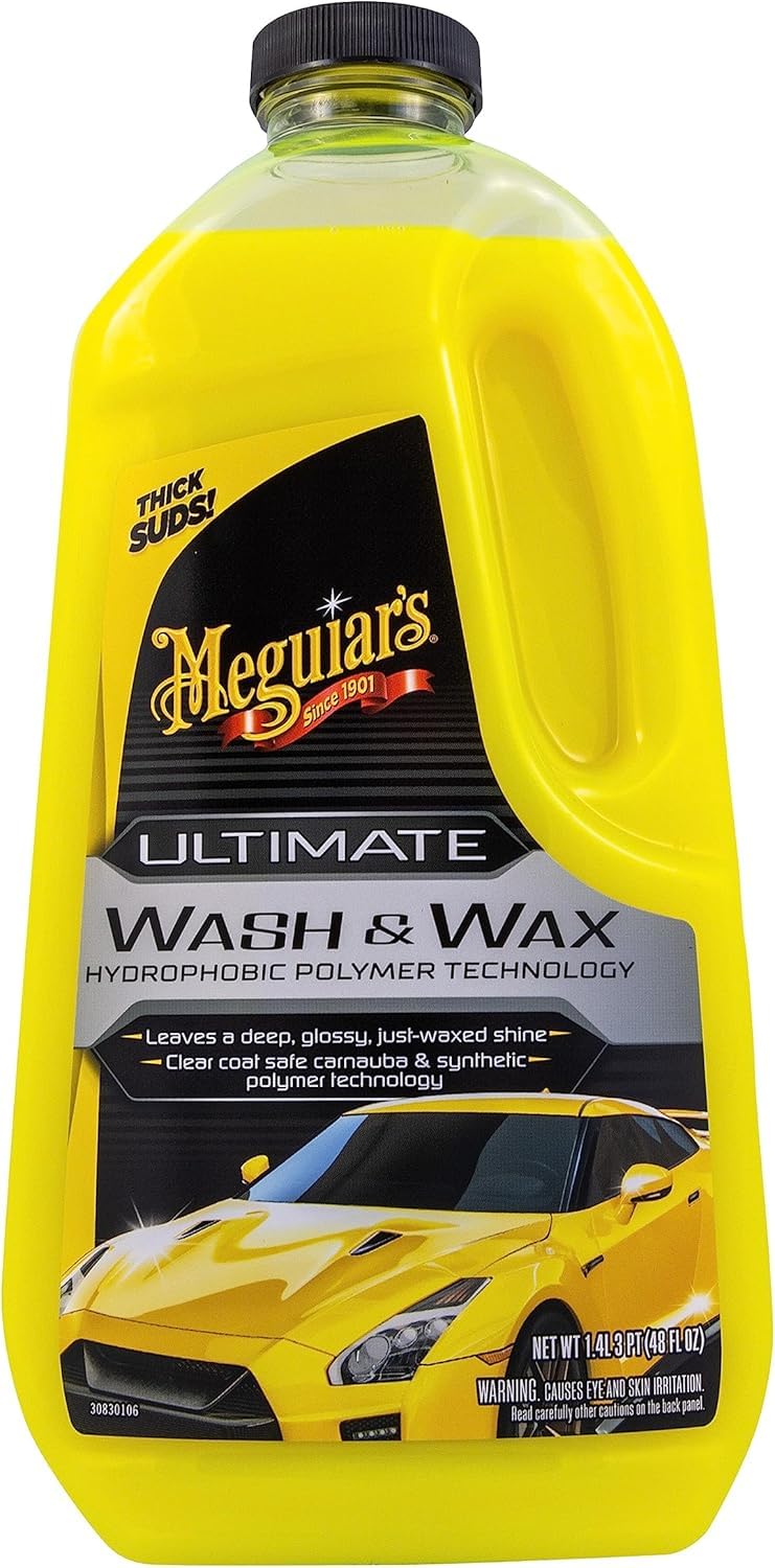 Meguiar's X2020EU Serviettes Microfibre Nettoyage Voiture (3 Pièces), Jaune - avec Lavage & Cire Voiture Ultimate & Gant Lavage Microfibre Épais