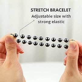 Crystal Vibe Hematite Bracelet - 8mm Hematite Bead Bracelet for Anxiety Relief - Natural Healing Crystal Calming Bracelet - Elastic Adjustable Size